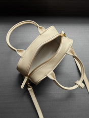 CHANEL 26S CLASSIC BOWLING BAG 21 IN CREAM BEIGE CALFSKIN