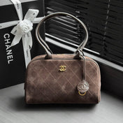 CHANEL 26S CLASSIC BOWLING BAG 29 IN BROWN SUEDE