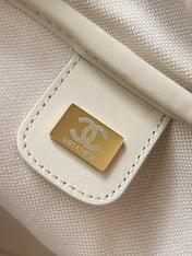 CHANEL 26S CLASSIC BOWLING BAG 29 IN BEIGE GREY SUEDE