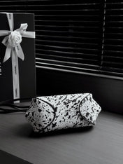 CHANEL 26S SHOULDER BAG 28 IN BLACK AND WHITE SPOTTED PRINT PONY HAIR