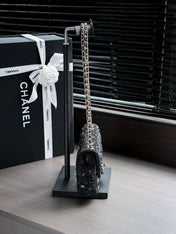 CHANEL 26S FLAP BAG 21 IN BLACK CRYSTAL-EMBELLISHED SPARKLING