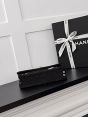 CHANEL 26S CLASSIC FLAP BAG 25 IN BLACK CROCHET RAFFIA