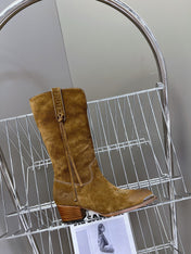 CELINE 25S HIGH CUT CHELSEA BOOTS 45MM IN BROWN SUEDE