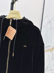 MIUMIU 26S HOODED VELVET JACKET 951
