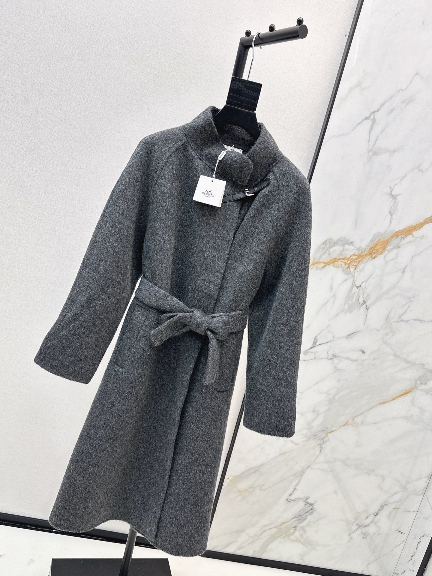 HERMES 25S LONG STAND-COLLAR COAT 451