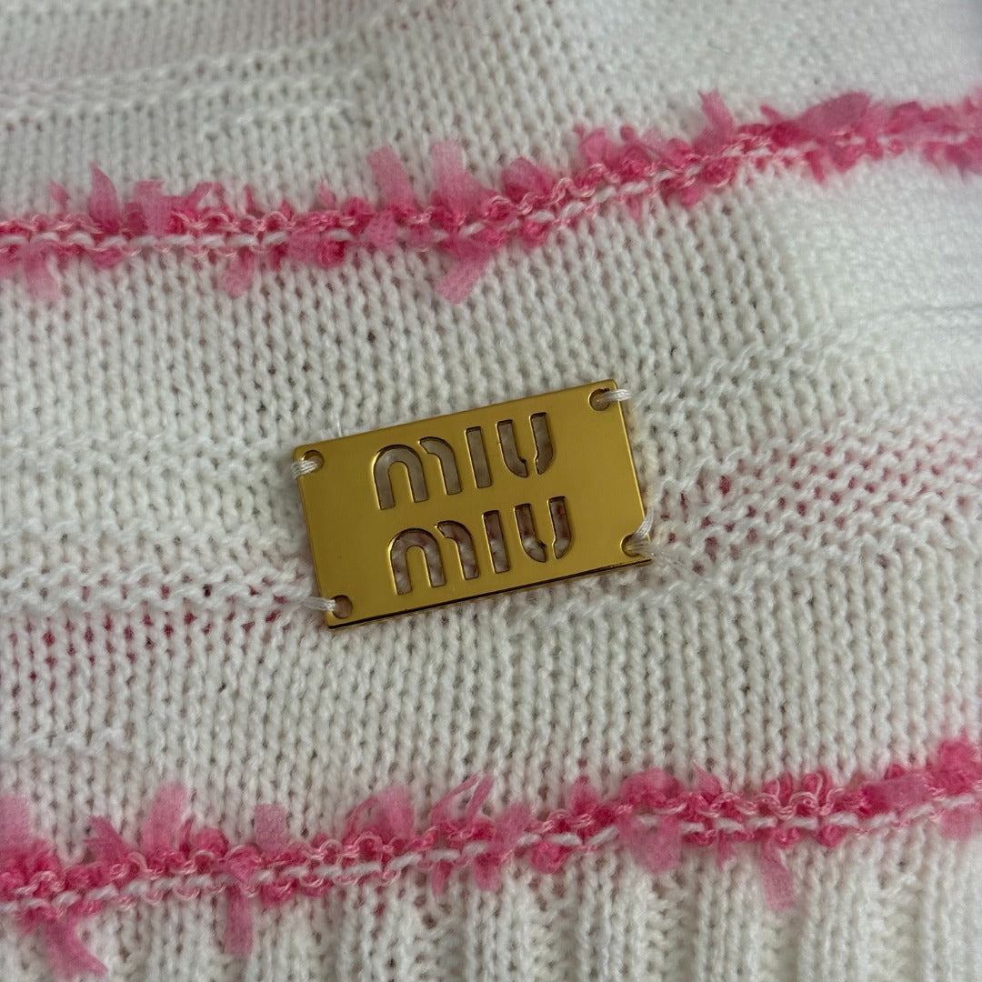 MIUMIU 26S SHORT SLEEVE KNIT TOP 1020