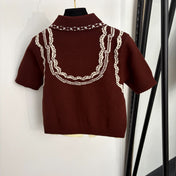 CHANEL 26S SHORT-SLEEVE POLO KNIT TOP 1365