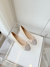 BALLET FLAT IN DOVE GRAY MIX PALE YELLOW SUEDE