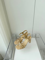 HIGH HEEL SANDALS 85 MM IN FLAX YELLOW LAMBSKIN