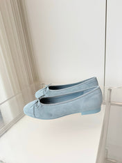 CHANEL 26S BALLET FLATS IN LIGHT BLUE SUEDE WITH BOW