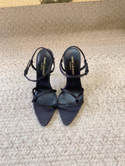 STRAPPY HIGH HEEL SANDALS IN BLACK SILK