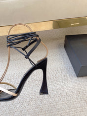 LIZA SANDALS IN BLACK AND NUDE SILK