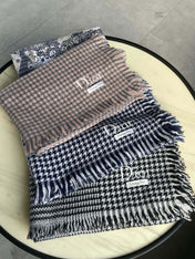 HOUNDSTOOTH SCARF 200 CM IN CAMEL BROWN WOOL 416827
