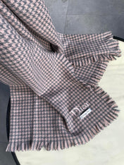 HOUNDSTOOTH SCARF 200 CM IN CAMEL BROWN WOOL 416827