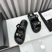 DAD SANDALS BLACK PATENT LAMBSKIN MULES