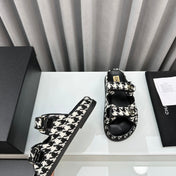 dad sandals black white mules