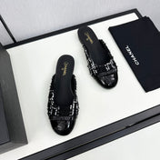 BOW MULE IN BLACK MIX WHITE FUR AND CALFSKIN