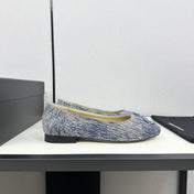 cc ballet flat blue with white stripe denim 166816