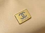 CHANEL 25S FLAP BAG 20 CM IN LIGHT BEIGE LAMBSKIN WITH GOLD HARDWARE
