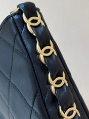 CHANEL HOBO 24 IN BLACK LAMBSKIN GOLD HARDWARE