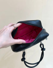 25S CHANEL CAMBON BOSTON BAG 21 IN BLACK CALFSKIN SILVER HARDWARE