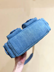 CHANEL 25S MEDIUM HOBO BAG 31 IN LIGHT BLUE DENIM GOLD HARDWARE