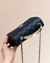 CHANEL 25S COCO CRUSH HANDLE 18 IN BLACK CALFSKIN GOLD HARDWARE