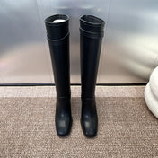 DIOR 25S D-EMPREINTE COUTURE BOOTS 90MM IN BLACK CALFSKIN