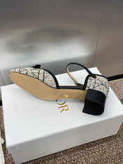 BALLET SLINGBACK PUMP IN WHITE MIX BLACK EMBROIDERED CANNAGE TWEED 35 MM