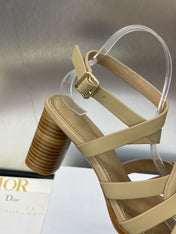 D-CLUB HIGH HEEL SLIDE 25S 80MM IN GOLDEN BEIGE CALFSKIN