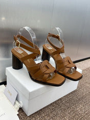 D-CLUB HIGH HEEL SLIDE 25S 80MM IN BROWN CALFSKIN