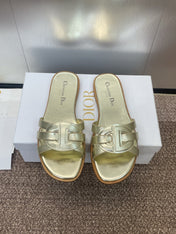 D-CLUB SLIDE SANDAL 25S IN GOLD GLOSSY CALFSKIN