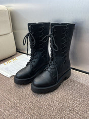 DIOR 25S D-ROAD ANKLE BOOT 45MM IN BLACK GRAINED CALFSKIN