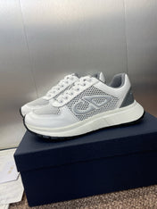 DIOR 25S D-RUN'N COUPLE SNEAKERS IN WHITE GRAY CALFSKIN AND MESH