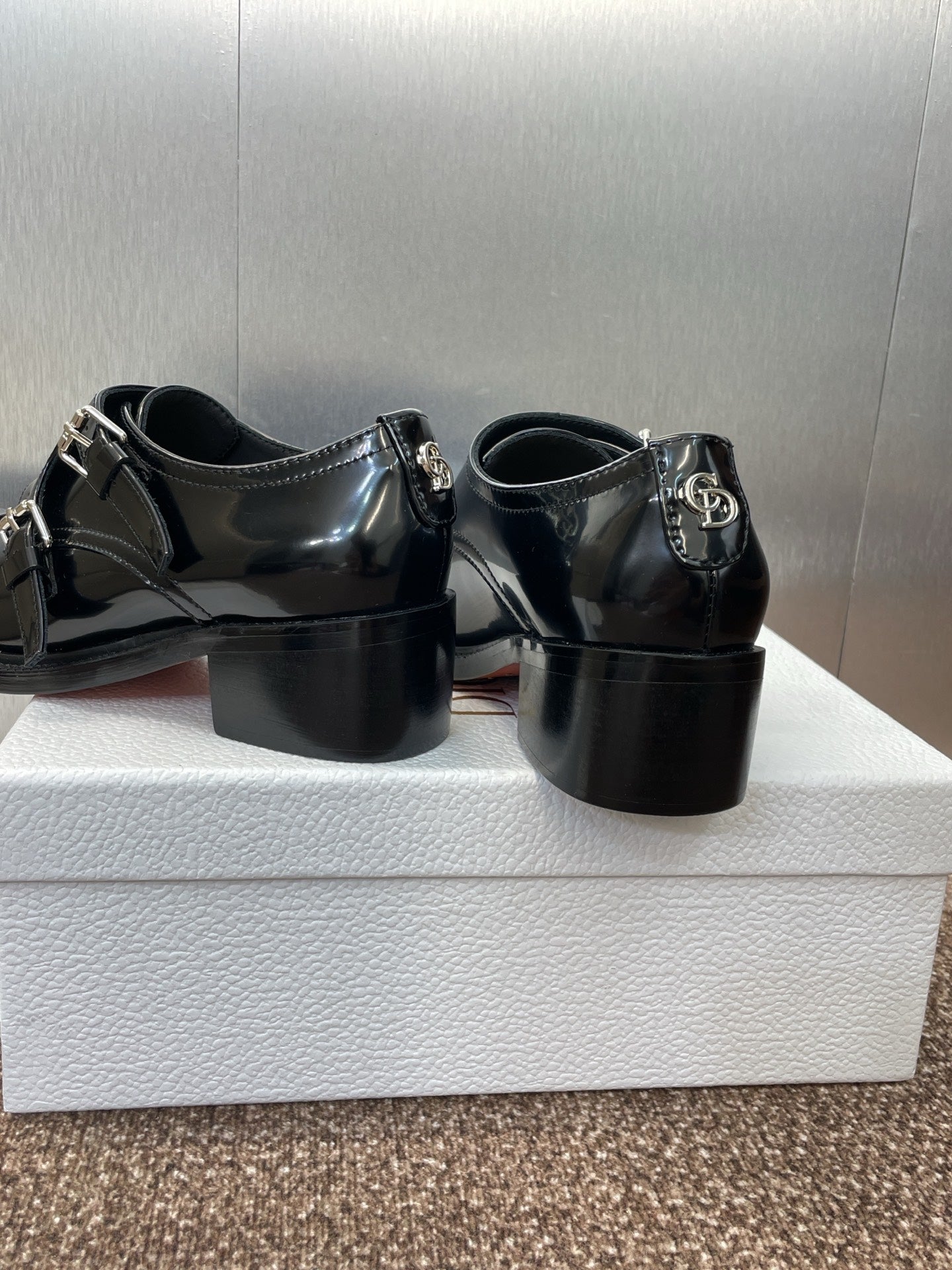 DIOR 25S D-IVIERA SERIES LOW-CUT DEEP VAMP LOAFERS 35MM IN BLACK GLOSSY CALFSKIN