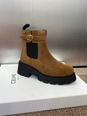 CELINE 26S ANKLE BOOTS 45 MM IN BROWN SUEDE