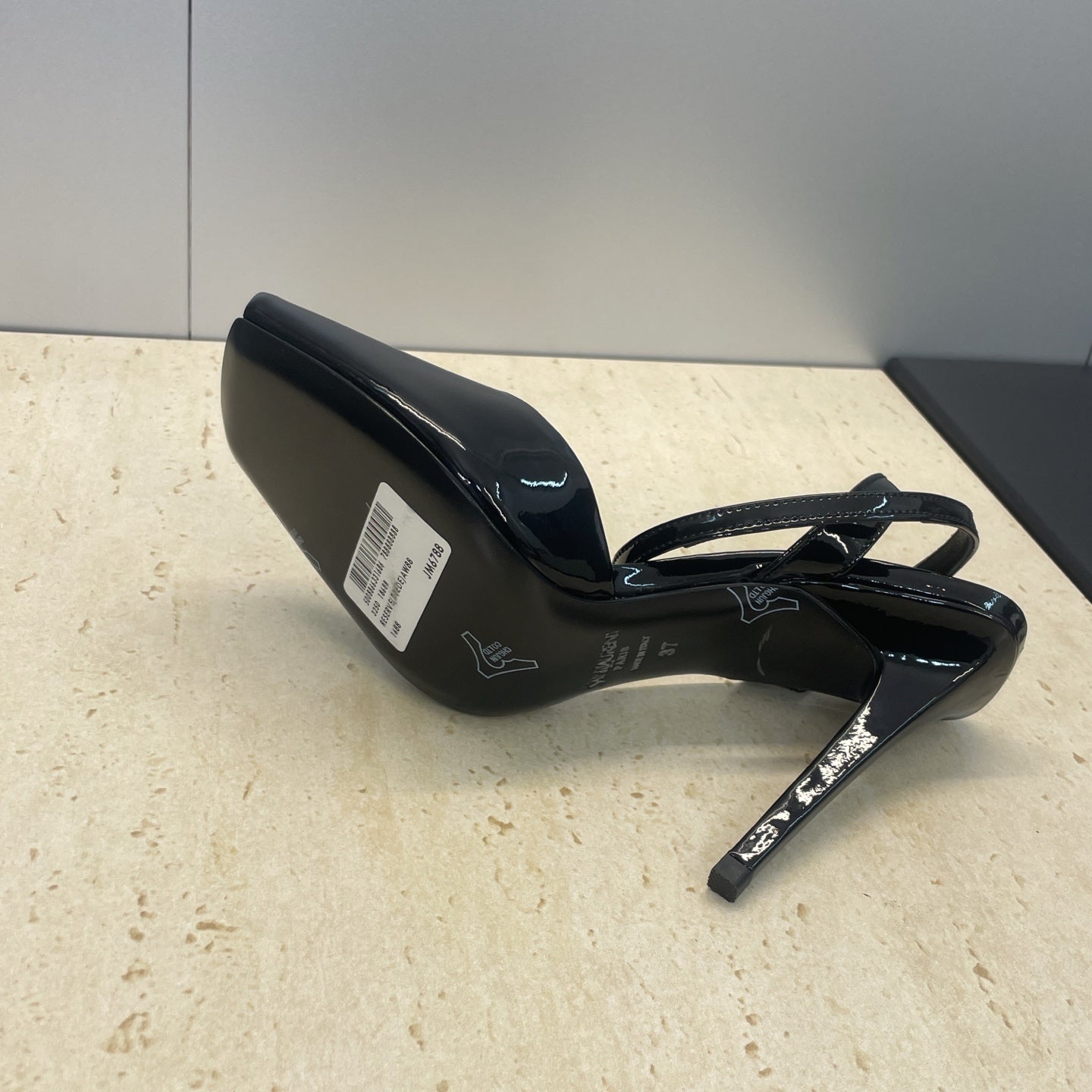 YSL 26S HEELED SANDALS 95 MM IN BLACK CALFSKIN