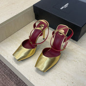 YSL 26S HEELED SANDALS 95 MM IN GOLD CALFSKIN
