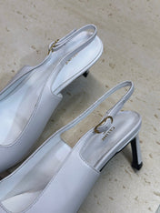 CELINE 26S SLINGBACK HEELS 65 MM IN WHITE CALFSKIN