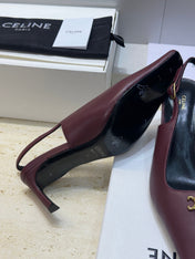 CELINE 26S SLINGBACK HEELS 65 MM IN DARK RED CALFSKIN