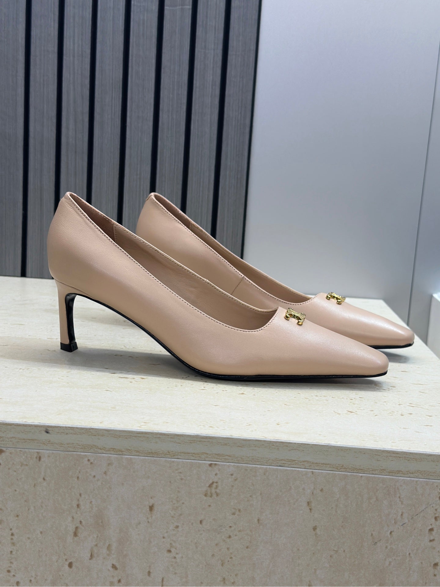 CELINE 26S HIGH HEELS 65 MM IN NUDE BEIGE CALFSKIN