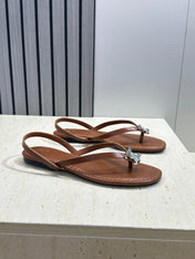 CELINE 26S THONG SANDALS IN BROWN CALFSKIN