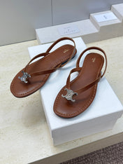 CELINE 26S THONG SANDALS IN BROWN CALFSKIN