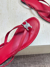 CELINE 26S THONG SANDALS IN RED CALFSKIN