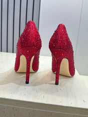 JIMMY CHOO 26S HIGH HEELS 95 MM IN RED CRYSTAL-EMBELLISHED