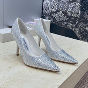 JIMMY CHOO 26S HIGH HEELS 95 MM IN SILVER CRYSTAL-EMBELLISHED
