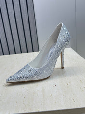 JIMMY CHOO 26S HIGH HEELS 95 MM IN SILVER CRYSTAL-EMBELLISHED