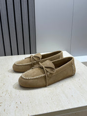 MIUMIU 26S LOAFERS IN BROWN SUEDE WITH BOW