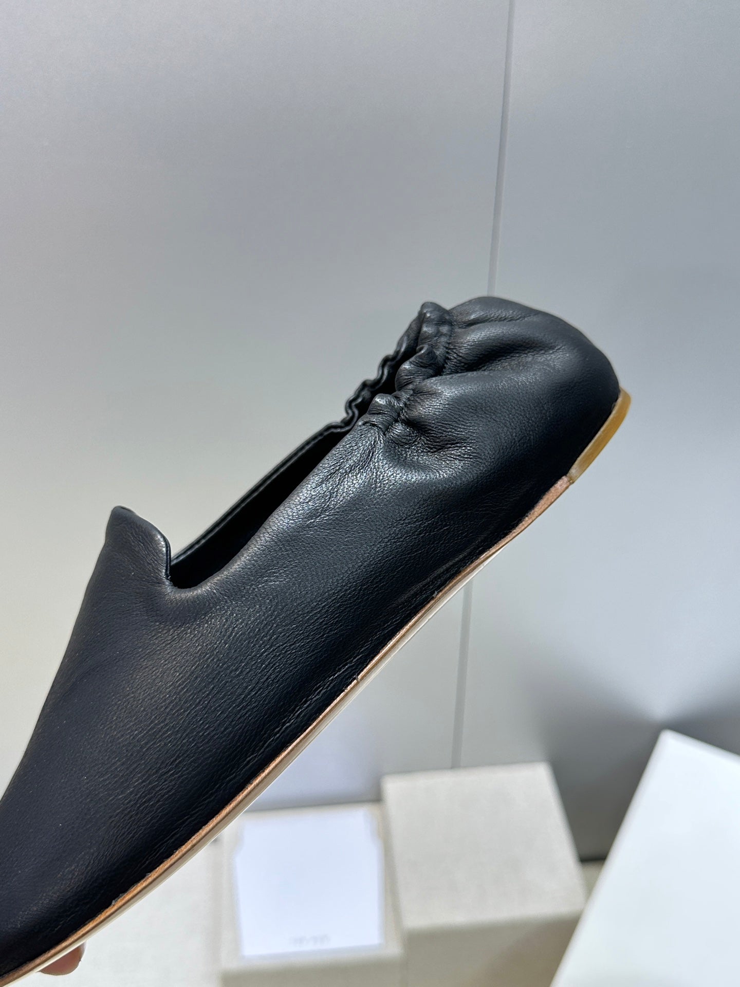 THE ROW 26S BALLET FLATS IN BLACK CALFSKIN