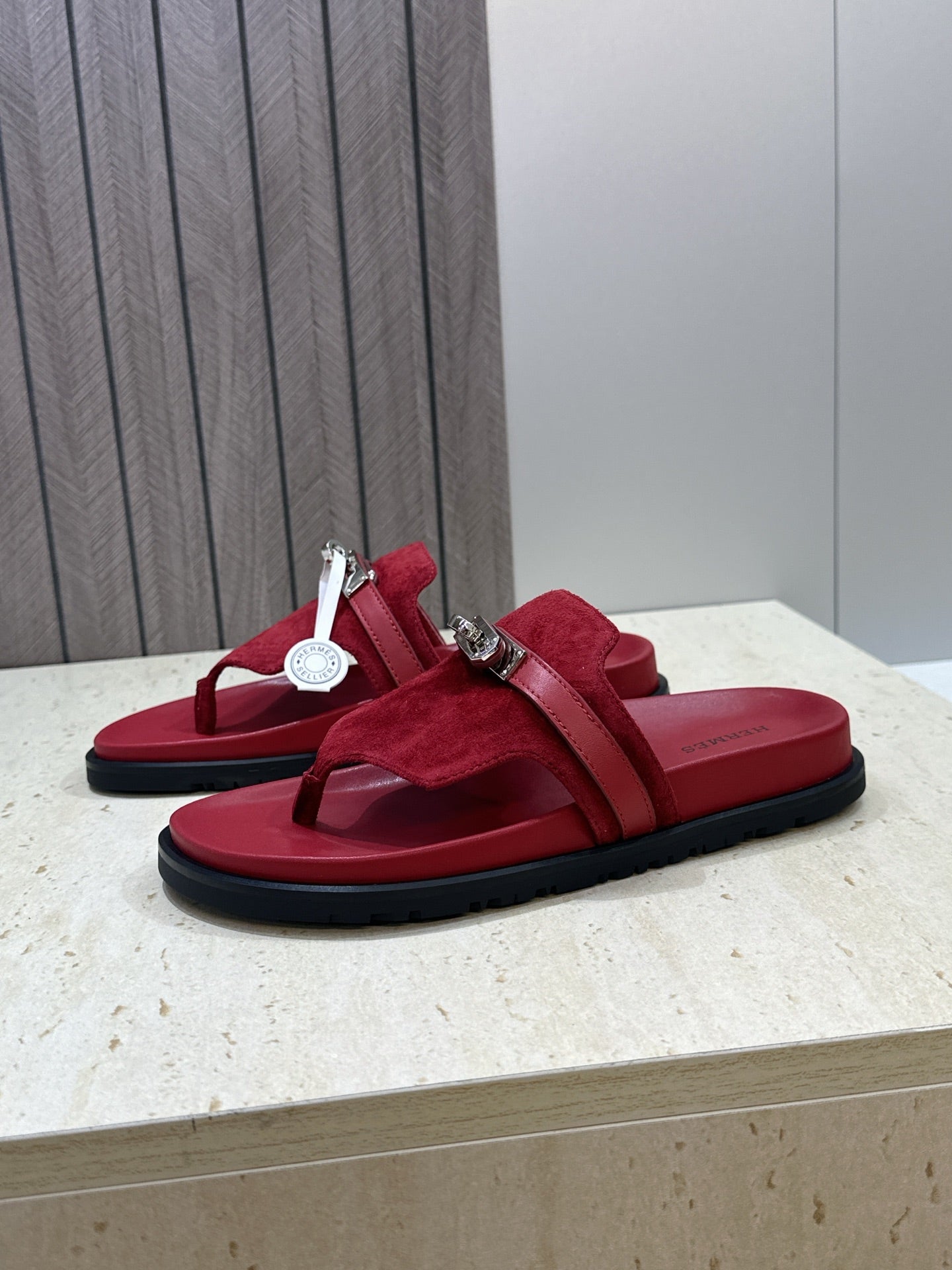 HM 26S EMPIRE SANDAL IN BURGUNDY RED SUEDE SILVER HARDWARE